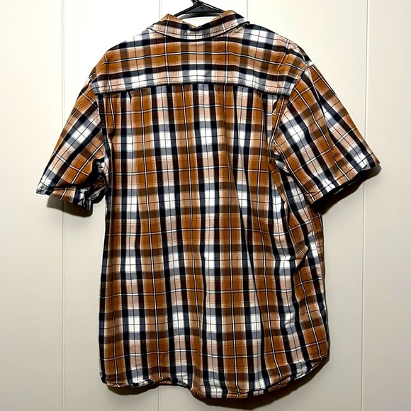 Carhartt Earth Tone Brown Plaid Short Sleeve Button Down Shirt Relaxed Fit L - Picture 4 of 4